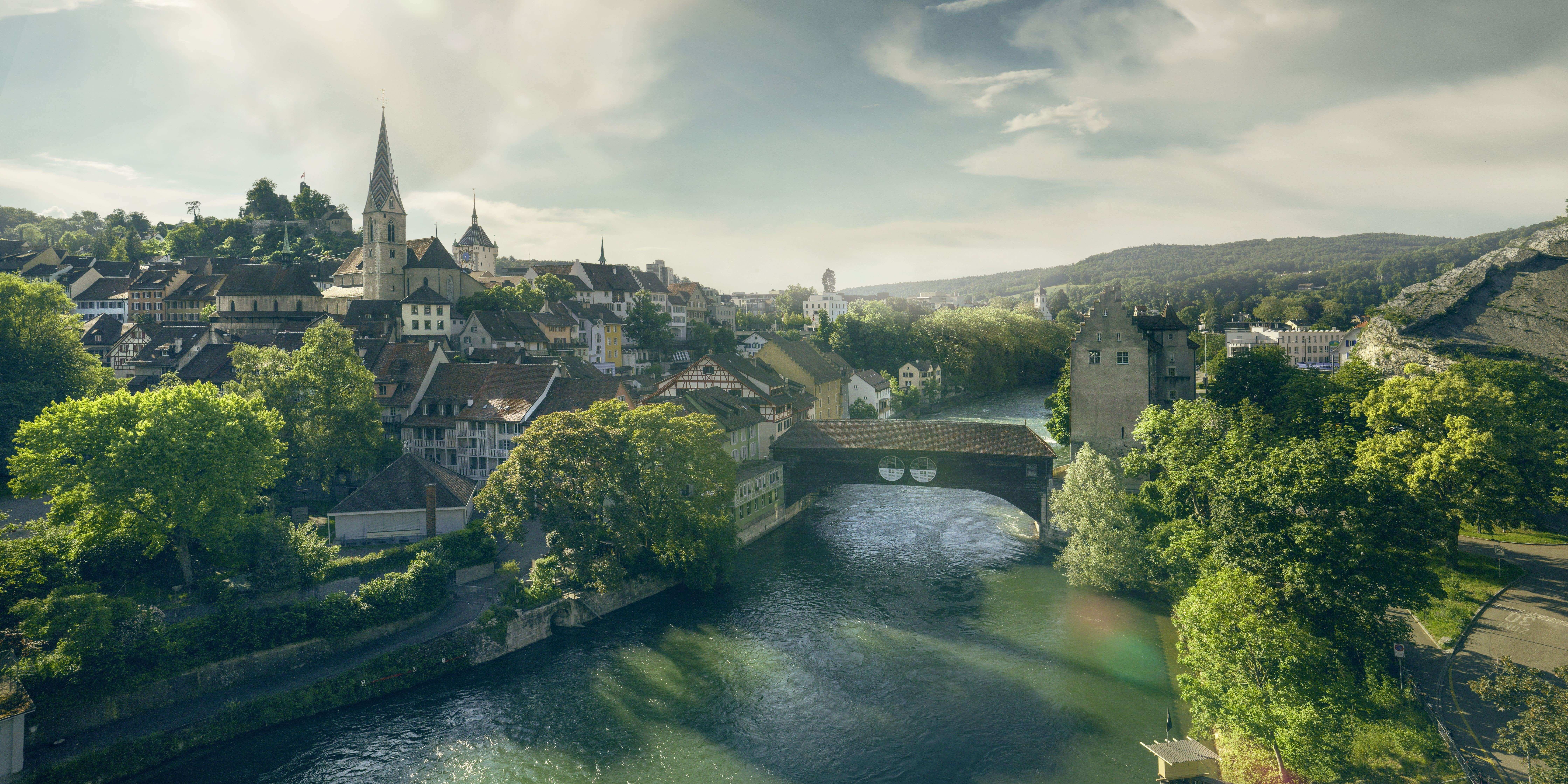 FoodTrail Baden - Blick auf Altstadt und der Limmat, Aargau, Schweiz